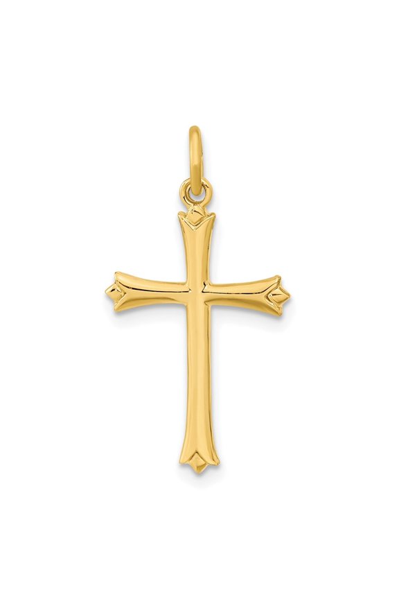 925 Sterling Silver Gold-plated w/ Pointed Ends Cross Pendant for Women (L-26.61 mm, W-14.04 mm)