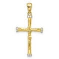thumbnail image 1 of Auriga 925 Sterling Silver Gold-tone CZ Latin Crucifix Cross Pendant for Women(L- 27.25mm, W- 16mm), 1 of 6