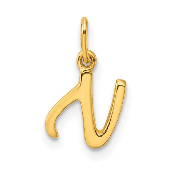 Auriga 925 Sterling Silver Gold-tone Letter N Initial Charm for Women(L- 14.93mm, W- 6.45mm)