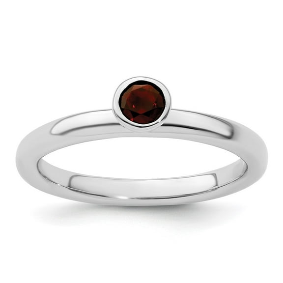 Auriga 925 Sterling Silver High 4mm Round Garnet Ring for Women Size- 10