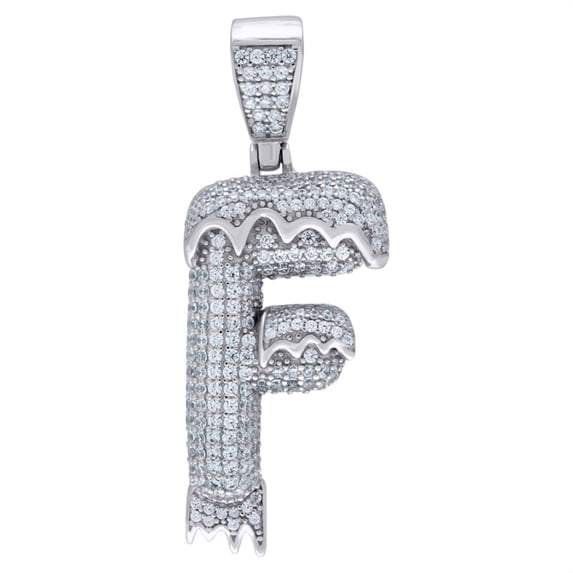 Auriga 925 Sterling Silver Initial Letter F Dripping Charm Pendant for Women