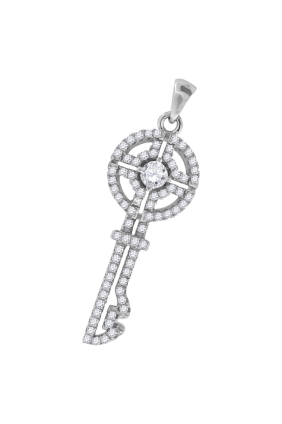 Fine Jewelry 925 Sterling Silver Key Charm Pendant for Women