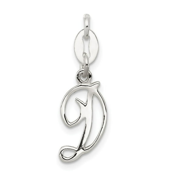 Auriga 925 Sterling Silver Letter D Initial Charm Pendant for Women(L- 18mm, W- 9mm)