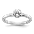 thumbnail image 1 of Auriga 925 Sterling Silver Low 5mm Round White Topaz Ring for Women Size- 9, 1 of 6