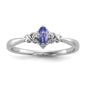 Auriga 925 Sterling Silver Marquise Cut Tanzanite and Diamond Engagement Ring Size 7 for Women