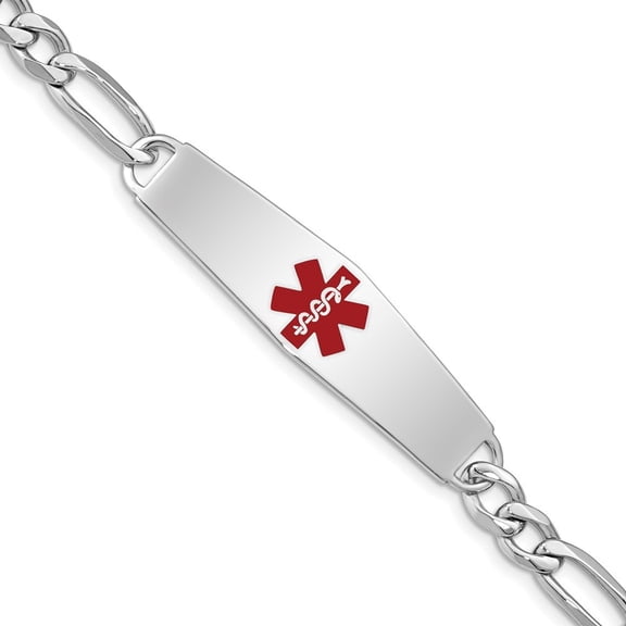Auriga 925 Sterling Silver Medical Id Figaro Link Bracelet 8 inch for Women(L- 8inch)