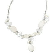 Auriga 925 Sterling Silver Moonstone/Freshwater Cultured Pearl/Rock Qtz/White Jade Necklace for Women 16"