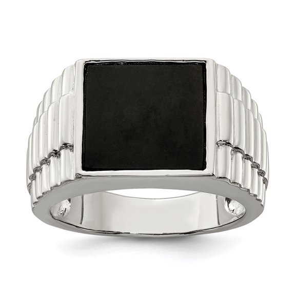 Auriga Fine Jewelry 925 Sterling Silver Onyx Men's Ring Size 9