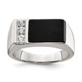 thumbnail image 1 of Auriga 925 Sterling Silver Onyx and Cubic Zirconia Engagement Ring Size 11 for Men's, 1 of 6