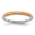 thumbnail image 1 of Auriga Fine Jewelry 925 Sterling Silver Orange Enamel Ring for Women Size- 6, 1 of 6