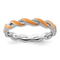 thumbnail image 1 of Auriga Fine Jewelry 925 Sterling Silver Orange Enamel Ring for Women Size 9, 1 of 6