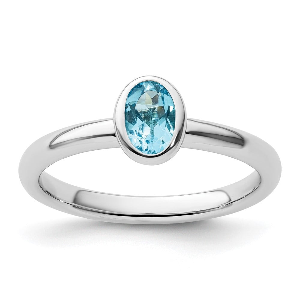Auriga Fine Jewelry 925 Sterling Silver Oval Blue Topaz Ring for Women ...