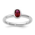 thumbnail image 1 of Auriga 925 Sterling Silver Oval Created Ruby Ring for Women Size- 7, 1 of 6