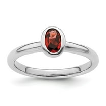 Auriga 925 Sterling Silver Oval Garnet Ring for Women Size- 10