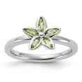 thumbnail image 1 of Auriga Fine Jewelry 925 Sterling Silver Peridot Flower Ring for Women Size- 7, 1 of 6