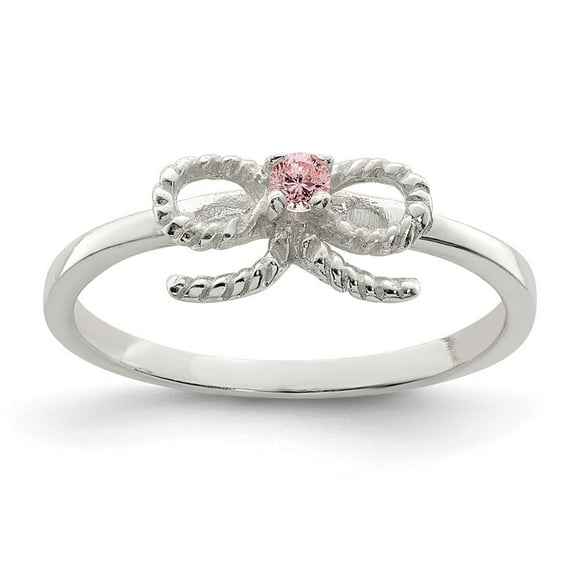 Auriga 925 Sterling Silver Pink Cubic Zirconia Bow Ring Size 4