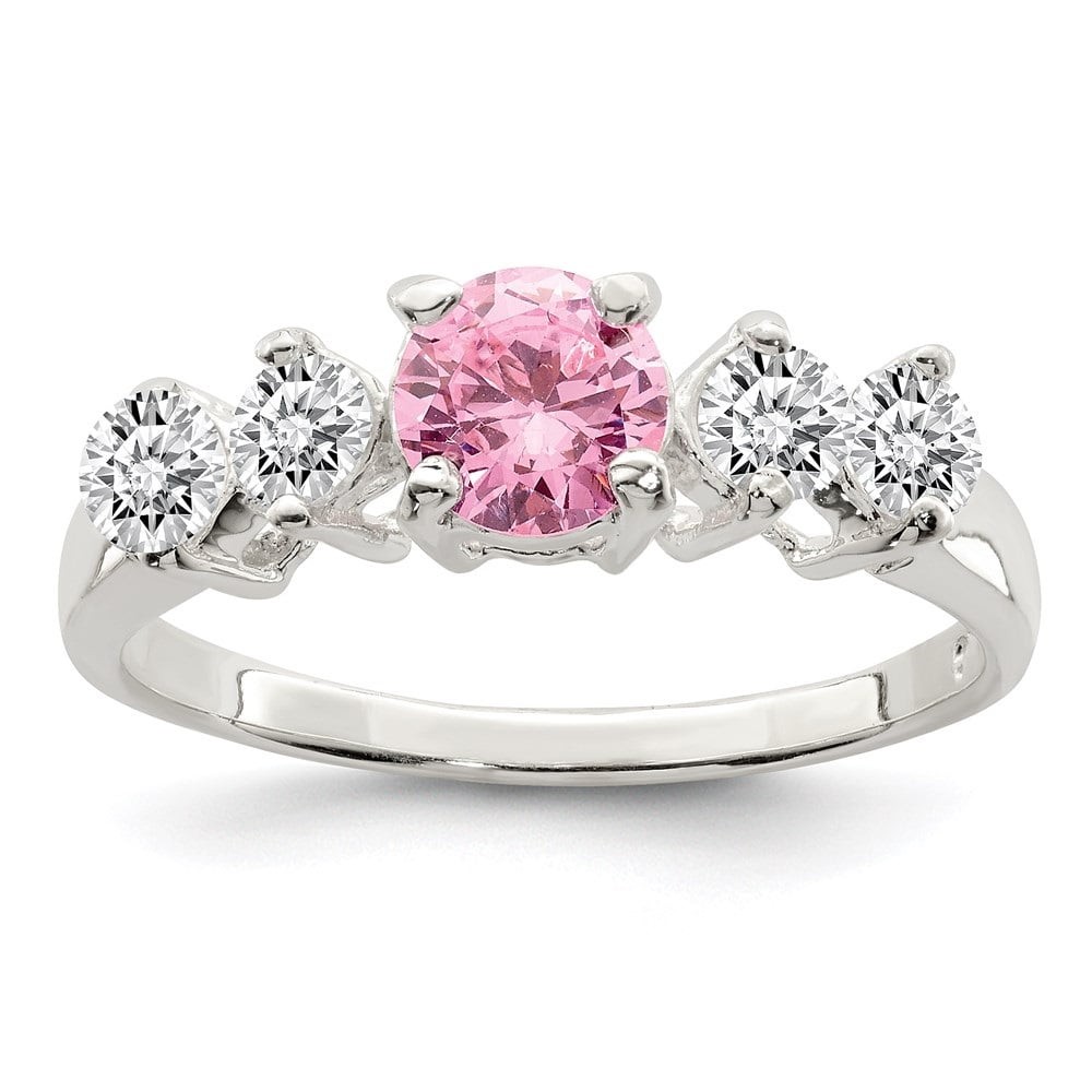 Sterling Silver Pink CZ 5 Stone Ring Sterling Silver Pink CZ 5 Stone Ring