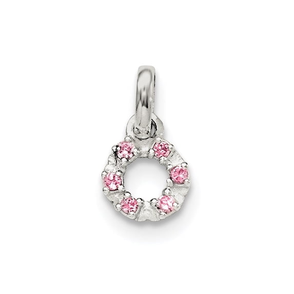 Auriga 925 Sterling Silver Pink and White Cubic Zirconia Circle Pendant for Women(L- 15mm, W- 8.5mm)
