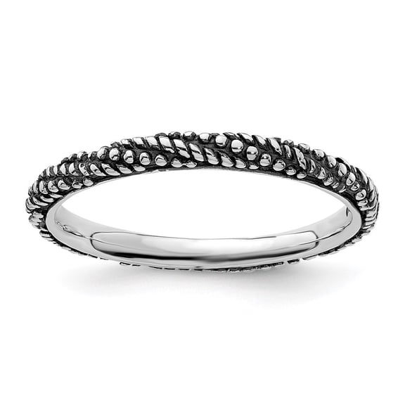 Auriga 925 Sterling Silver Polished Antiqued Ring for Women Size- 10