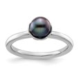 thumbnail image 1 of Auriga Fine Jewelry 925 Sterling Silver Polished Black FWC Pearl Ring for Women Size 5, 1 of 6