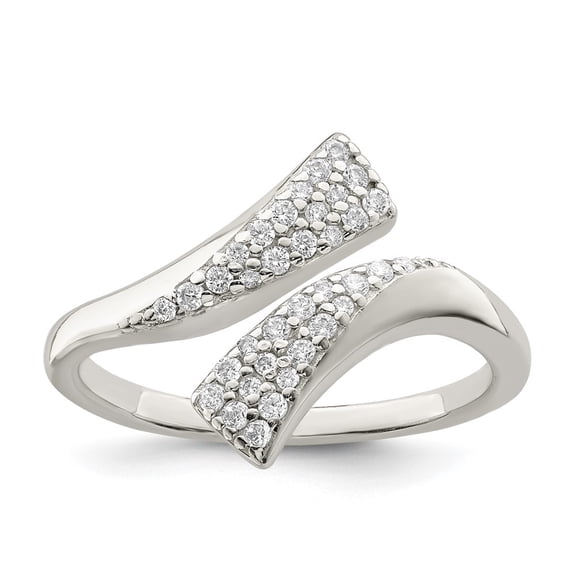 Auriga 925 Sterling Silver Polished Cubic Zirconia Fancy Bypass Ring Size 8 for Women