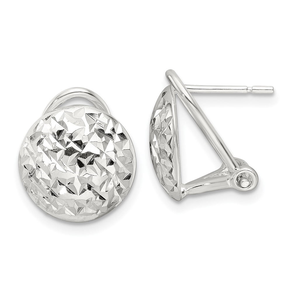 Auriga Fine Jewelry 925 Sterling Silver Diamond-cut Circle Omega Back Stud Earrings for Women