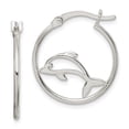 thumbnail image 1 of Auriga Fine Jewelry 925 Sterling Silver Polished Dolphin Hoop Earrings for Women (L-21.8mm, W-19.75mm), 1 of 3