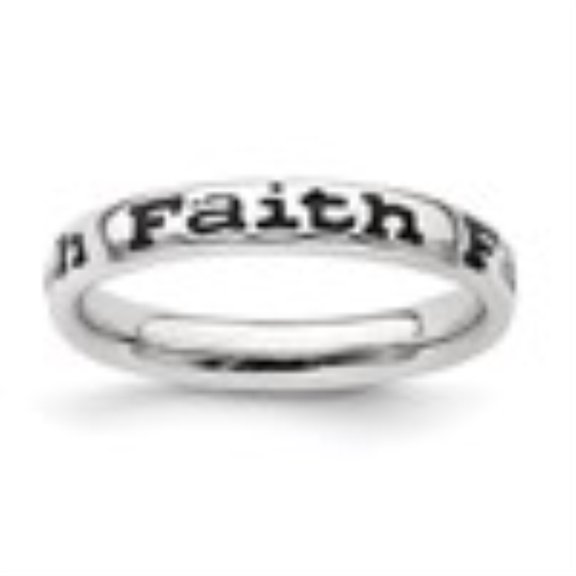 Auriga 925 Sterling Silver Polished Enameled Faith Ring for Women Size- 9