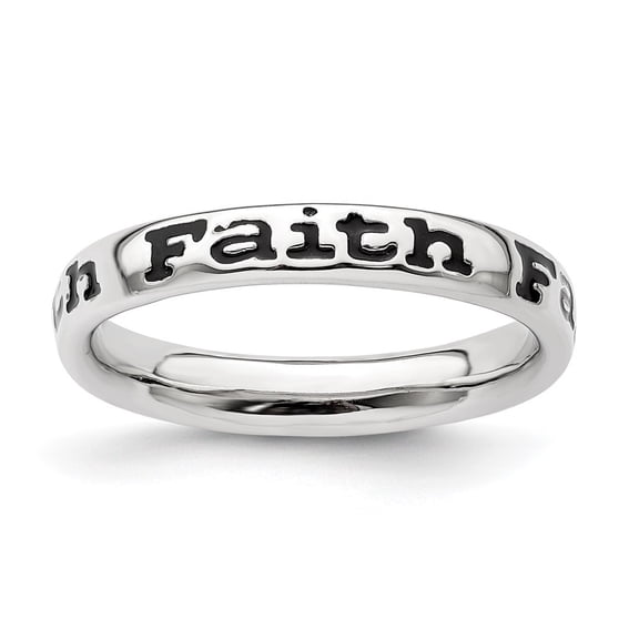 Auriga 925 Sterling Silver Polished Enameled Faith Ring for Women Size- 9