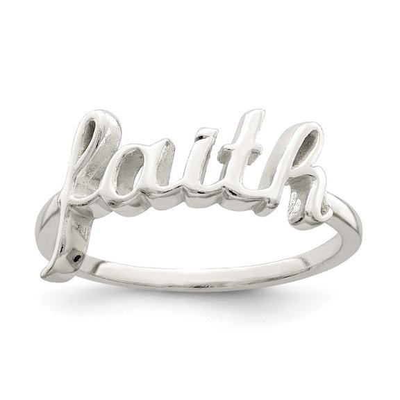 Auriga 925 Sterling Silver Polished 'Faith' Ring Size 6 for Women