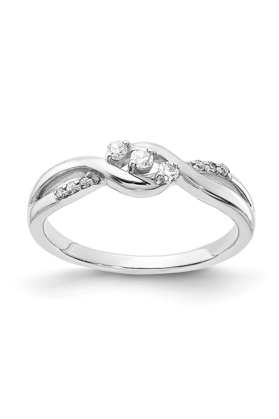 925 Sterling Silver Polished Fancy Twisted Diamond Ring for Women Size- 7