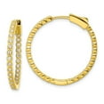 thumbnail image 1 of Auriga 925 Sterling Silver Polished Gold-tone In/Out CZ Hinged Hoop Earrings for Women, 1 of 1