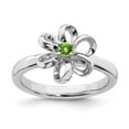 thumbnail image 1 of Auriga 925 Sterling Silver Polished Peridot Flower Ring for Women Size- 10, 1 of 4