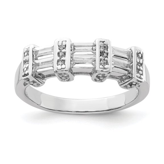 Auriga 925 Sterling Silver Polished Rhodium Plating Cubic Zirconia Ring Size 7 for Women