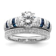 thumbnail image 1 of Auriga Fine Jewelry 925 Sterling Silver Polished Zirconia Engagement Band Ring Size 6 for Women, 1 of 5