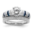 thumbnail image 1 of Auriga Fine Jewelry 925 Sterling Silver Polished Zirconia Engagement Band Ring Size 8 for Women, 1 of 5