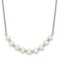 thumbnail image 1 of Auriga Fine Jewelry 925 Sterling Silver Beaded 3-4 mm Semi-round FWC Pearl Curved Necklace for Women 16.5", 1 of 7