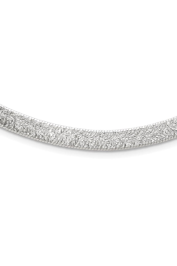 Fine Jewelry 925 Sterling Silver Polished and Textured 8 mm Flat Herringbone Necklace for Women 18"