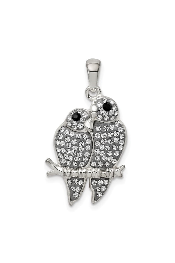 925 Sterling Silver Preciosa Crystal Parrot Couple Pendant for Women(L- 21.07mm, W- 14.99mm)