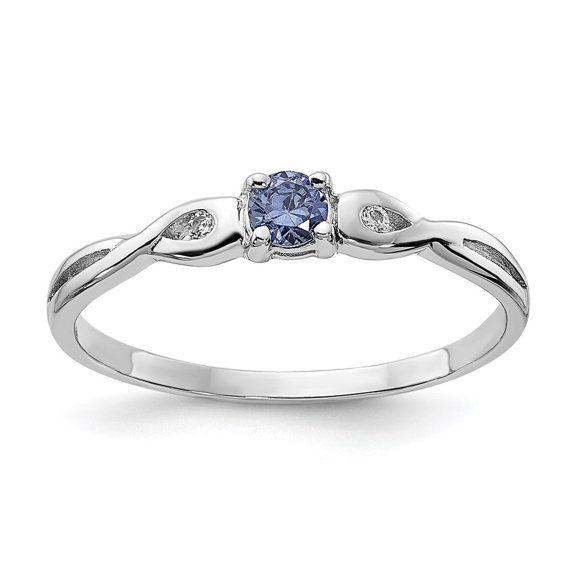 Auriga 925 Sterling Silver Purple Color and White Cubic Zirconia Ring Size 7 for Women