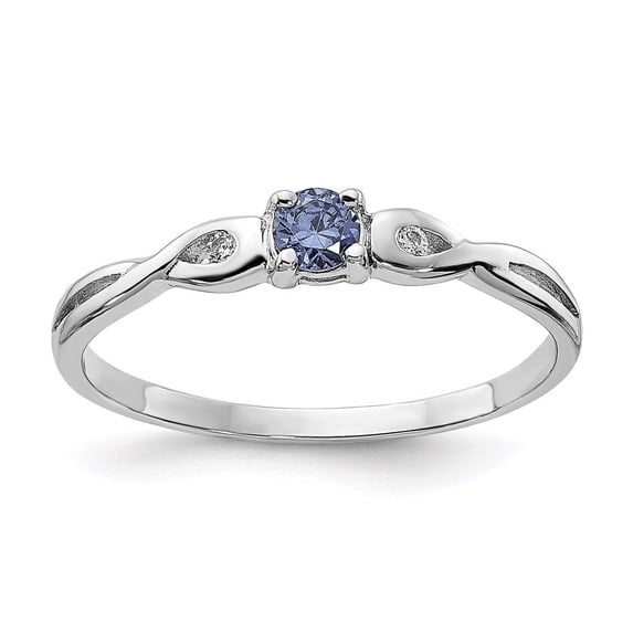 Auriga Fine Jewelry 925 Sterling Silver Purple Color and White Cubic Zirconia Ring Size 8 for Women