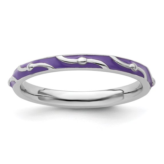 Auriga 925 Sterling Silver Purple Enamel Ring for Women Size- 6