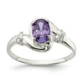 thumbnail image 1 of Auriga 925 Sterling Silver Purple Oval Cubic Zirconia Solitaire Engagement Ring Size 8 for Women, 1 of 6