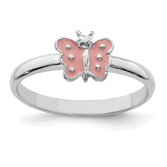 Auriga Fine Jewelry 925 Sterling Silver RH Plated Enameled Butterfly Ring Size 4