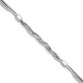 thumbnail image 1 of Auriga 925 Sterling Silver RH-pl Polished Multi-strand Braided Bracelet 7.25inch for Women, 1 of 6