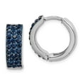thumbnail image 1 of Auriga Fine Jewelry 925 Sterling Silver RH-plated Navy Preciosa Crystal Hinged Hoop Earrings for Women, 1 of 7