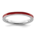 thumbnail image 1 of Auriga Fine Jewelry 925 Sterling Silver Red Enameled 2.25mm Ring for Women Size- 9, 1 of 6