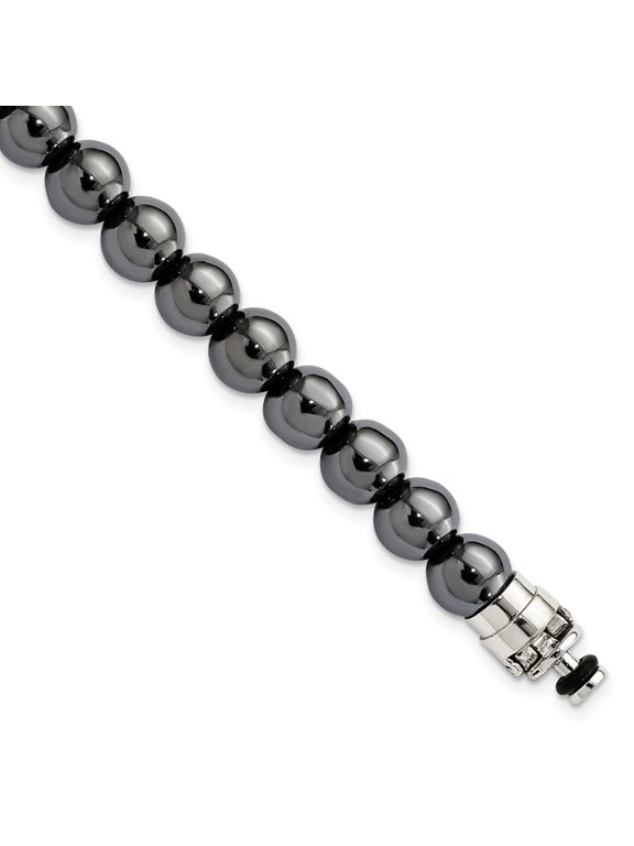 925 Sterling Silver Reflections 8mm Hematite Beaded 8inch Bracelet/Bead not included, sold separately for Women