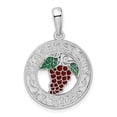 thumbnail image 1 of Auriga Fine Jewelry 925 Sterling Silver Rh-Plt Enameled Traverse City Michigan w/ Grapes Pendant (L-26.81 mm), 1 of 6