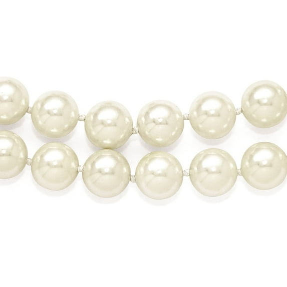Auriga 925 Sterling Silver Rh-pl 2 Row 10-11 mm White Imitate Shell Pearl Necklace for Women 18"